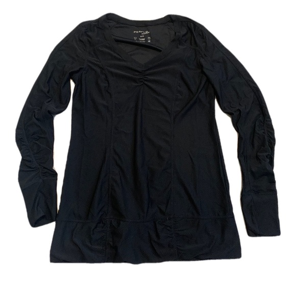 Perflex Black Ruched Activewear Tunic, Size Medium - Picture 1 of 6